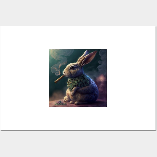 Rabbit smoking v2 Wall Art by AiArtPerceived